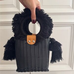 Chic Black Woven Handbag